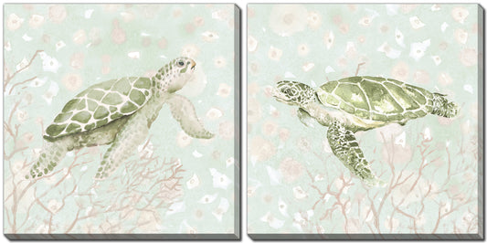 Coral With Turtle Set of 2